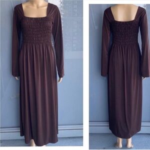 Brown Long Sleeve Maxi Dress